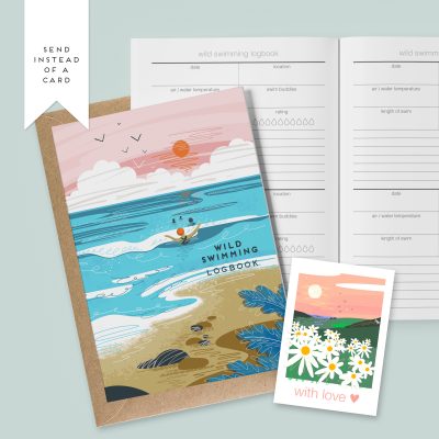 Introducing The Wild Swimming Logbook - You Never Regret a Swim, a must-have for swim enthusiasts. Featuring an eye-catching beach and sea design with a swimmer motif, this logbook is perfect for documenting your aquatic adventures. Inside, youll find open pages ready for your entries, making it easy to record every exhilarating swim. Plus, enjoy the unique daisy card that serves as a thoughtful gift option – “Send instead of a card.” Ideal for those passionate about wild swimming and capturing unforgettable moments in water.